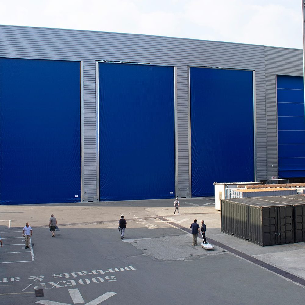 Porte industriali grandi dimensioni Sail Door colore blu